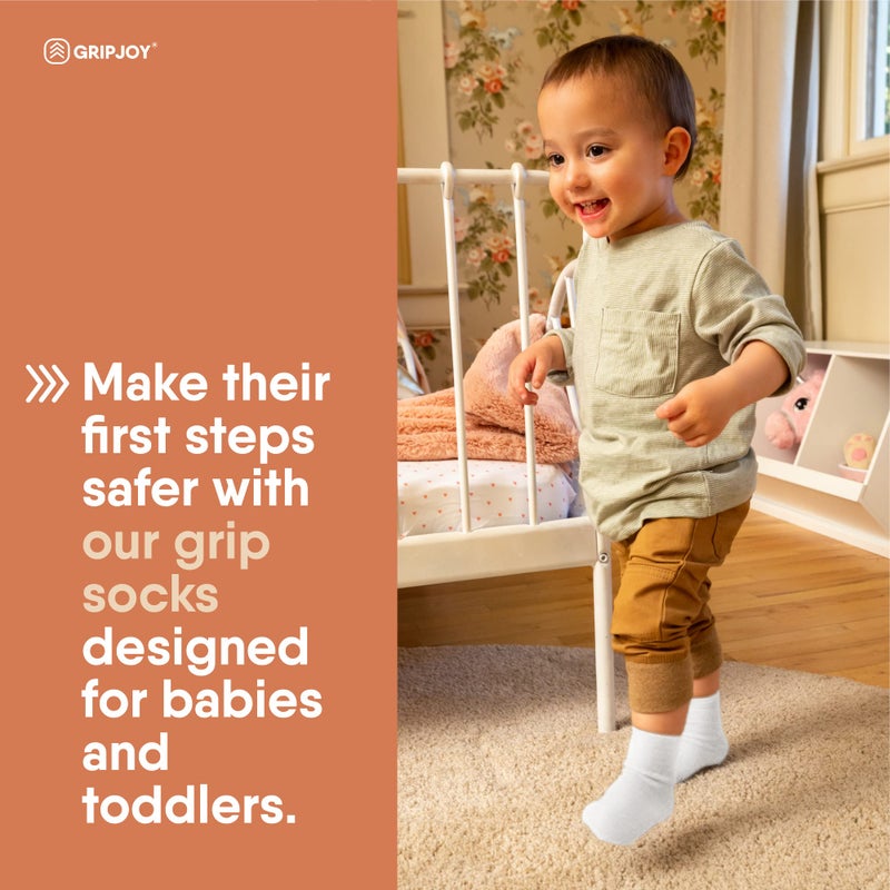 Gripjoy Toddler Socks with Grippers, Non-Slip for Kids, Enhanced Stability, Comfortable Cotton - 4 Pairs - Image 2